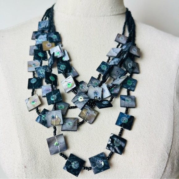 Vintage Gorgeous cascading multi strands Statement Necklace - Picture 1 of 9
